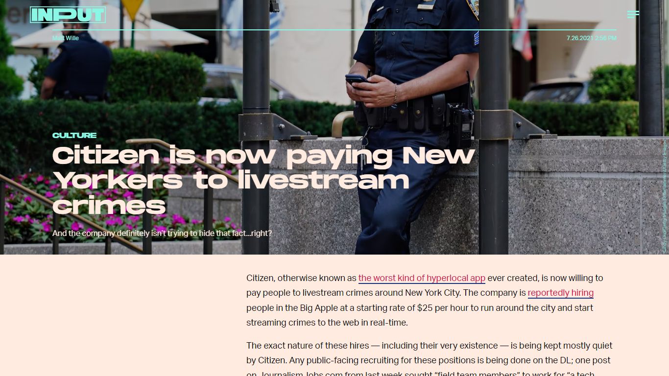 Citizen is now paying New Yorkers to livestream crimes - Input