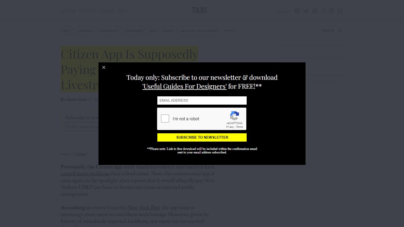 Citizen App Is Supposedly Paying New Yorkers To Livestream Crime ... - TAXI